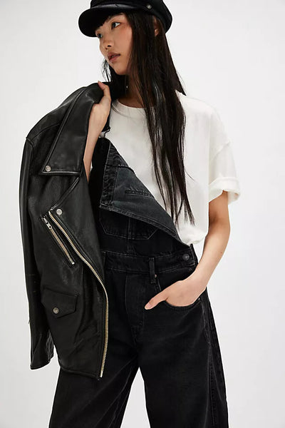 Black Denim Dungarees Soot