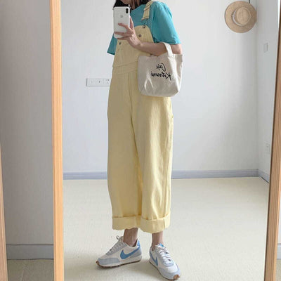 Denim Dungarees Pastel Yellow