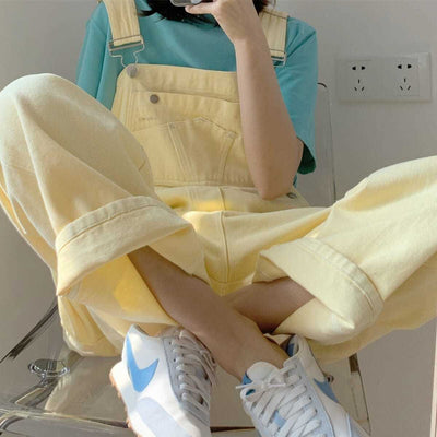 Denim Dungarees Pastel Yellow