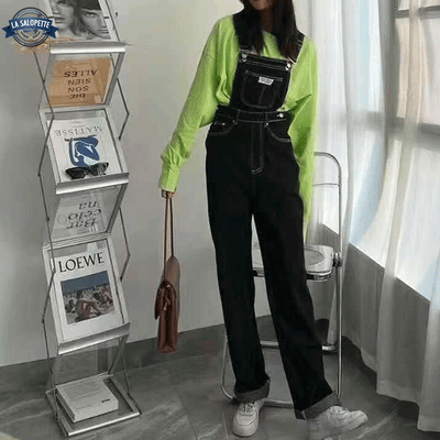 Salopette Pantalon en Jean Noir