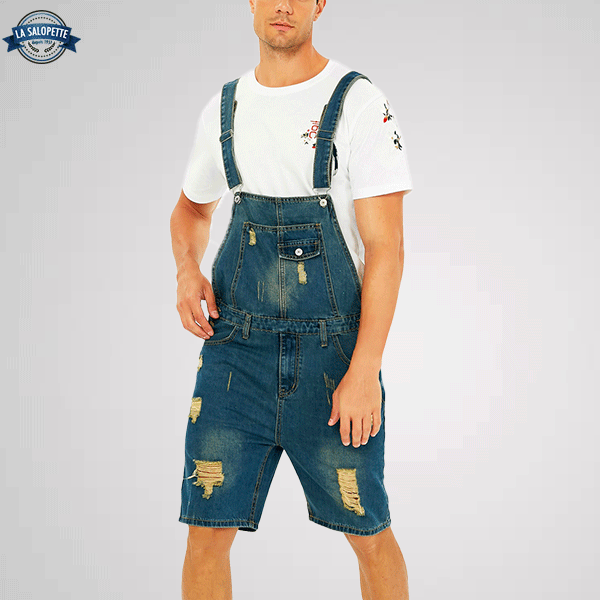 Mens ripped deals overalls shorts