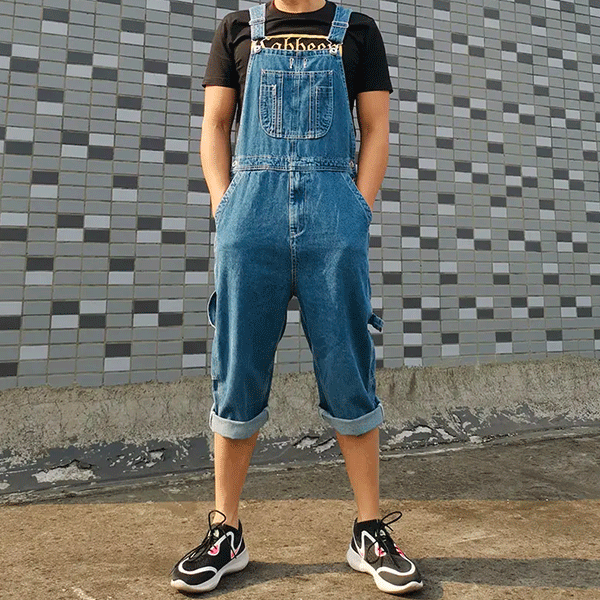 Short Dungarees Large Size Azure