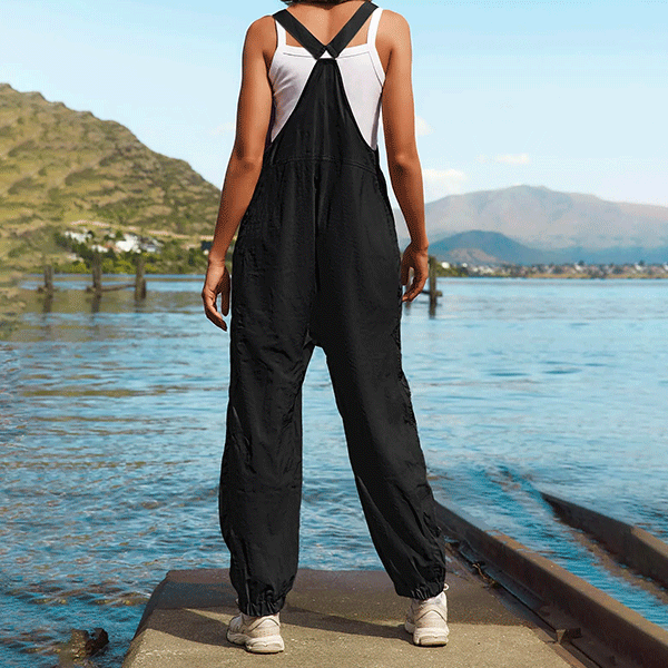 Women's Black Cargo Dungarees
