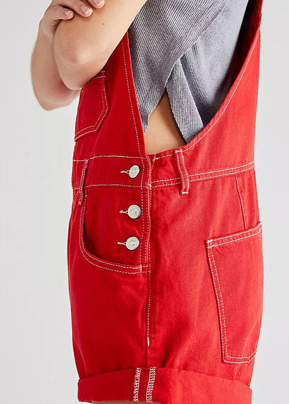 Red Garance Short Dungarees