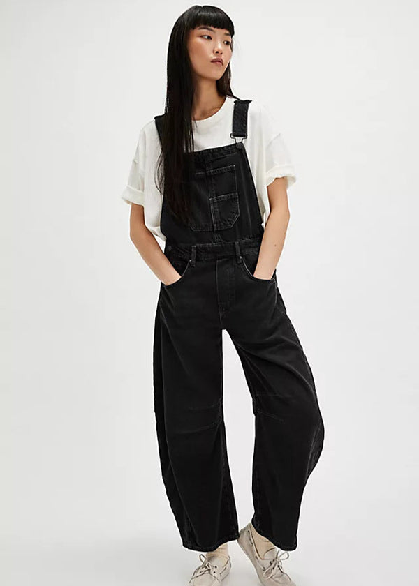 Black Denim Dungarees Soot
