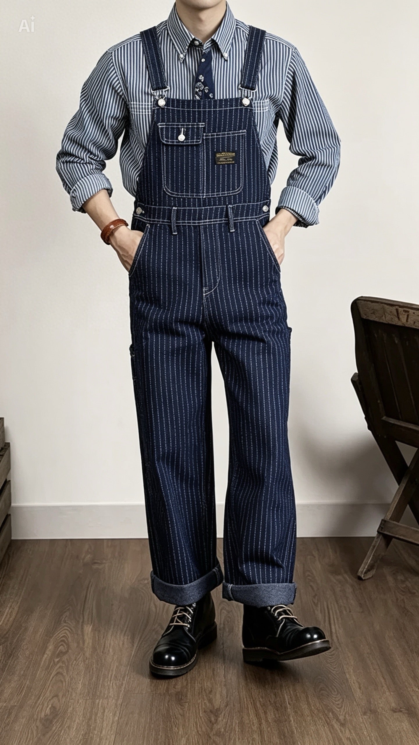 Striped Military Dungarees