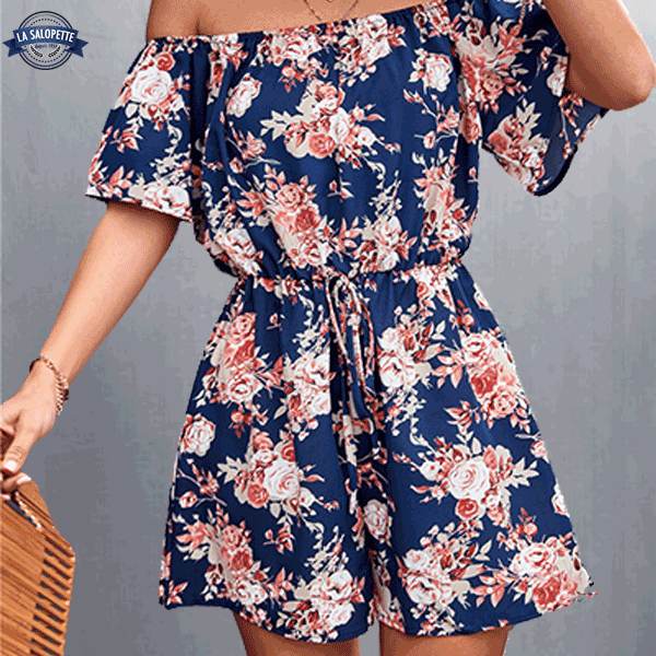 Combinaison Combishort Fleurie Femme Rose