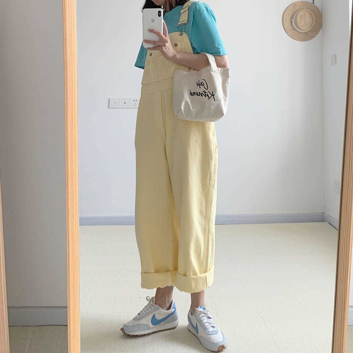 Denim Dungarees Pastel Yellow