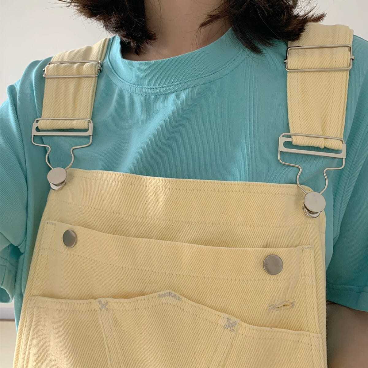Denim Dungarees Pastel Yellow