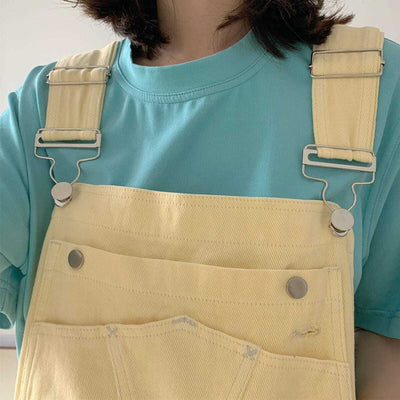 Denim Dungarees Pastel Yellow