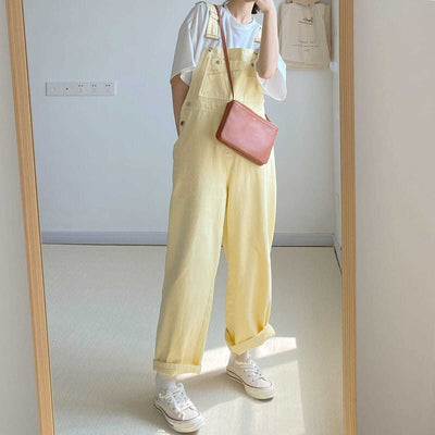 Denim Dungarees Pastel Yellow