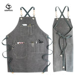 GOOPEEG summer canvas work apron denim Korean version hairdressing hairdresser floral barista custom LOGO waist