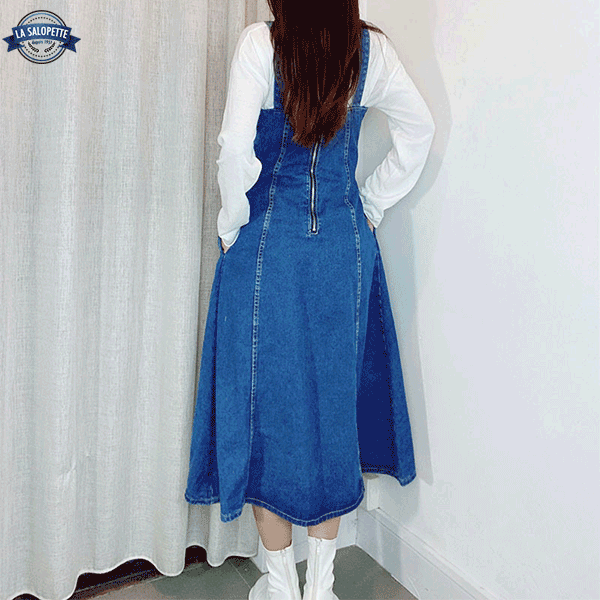 denim salopette dress Robe Salopette En Denim Pour Femme Avec Poches