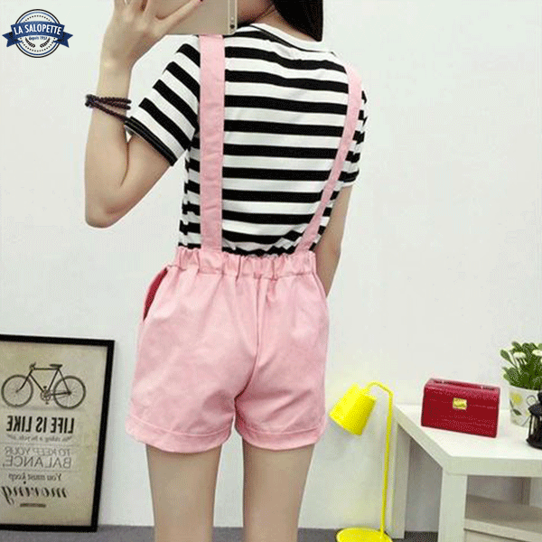 Short Dungarees Icy Pink Woman