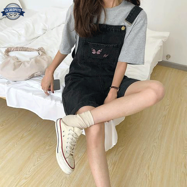 Short Dungarees Cute Black Drawing