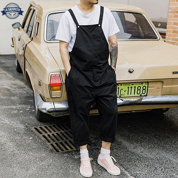 Work Dungarees Black Man Unusual