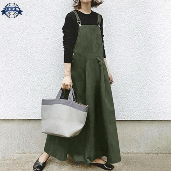 Pinafore Dress Teal Winter Khaki