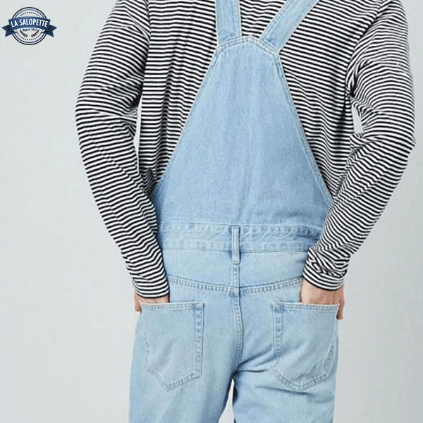 Denim Dungarees Light Blue Ripped Raw