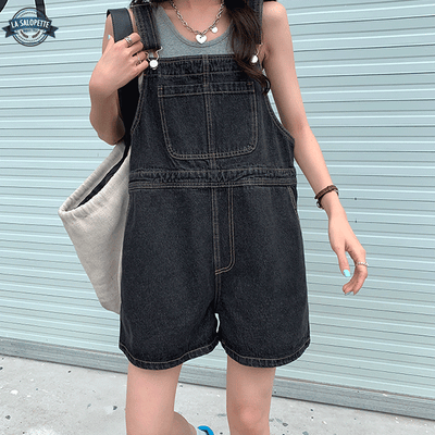 Short Dungarees Black Lara
