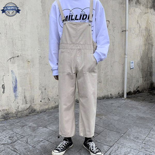 Work Dungarees Beige Fluid Art