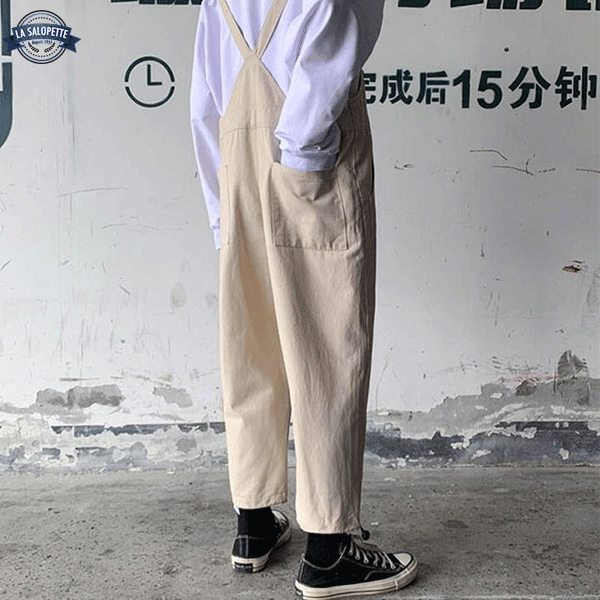 Work Dungarees Beige Fluid Art
