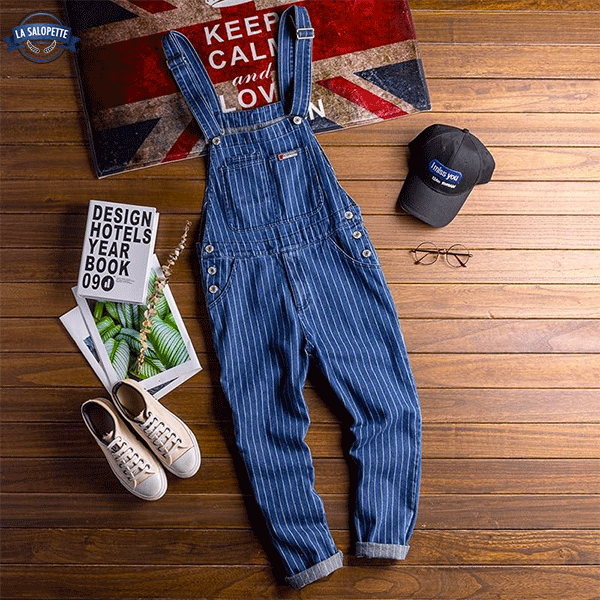Work Dungarees Blue with White Stripes