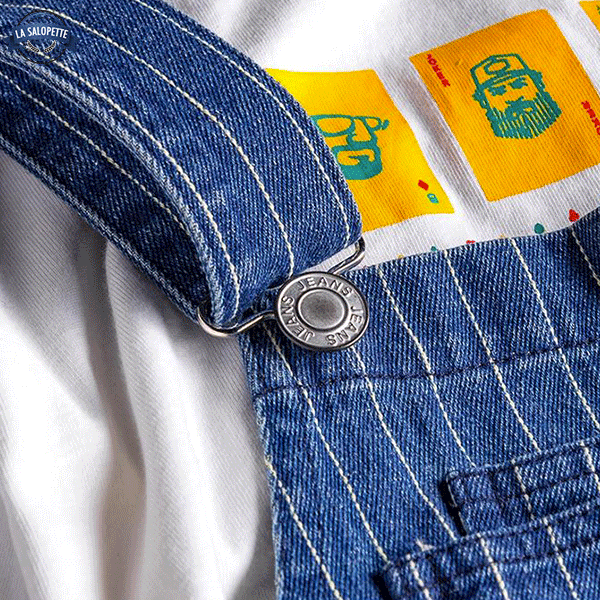 Work Dungarees Blue with White Stripes