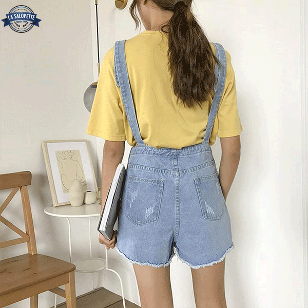 Short Dungarees Light Blue Woman