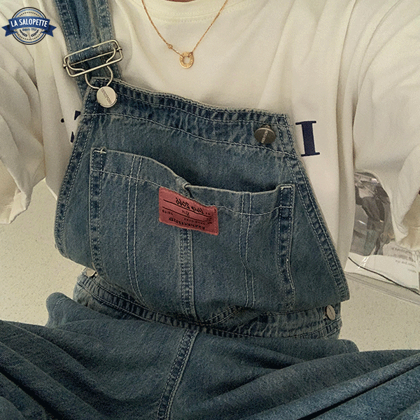 Denim Dungarees Cargo Baggy