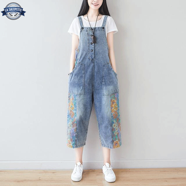 Vintage Dungarees Boho Flowers Hana