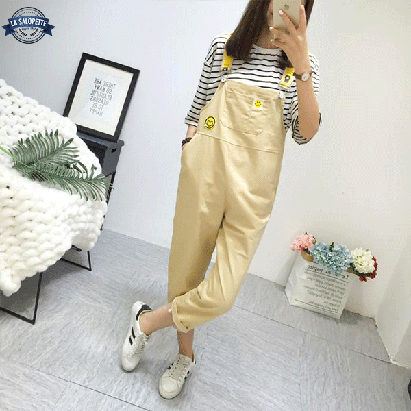 Vintage Dungarees Short Yellow Happy