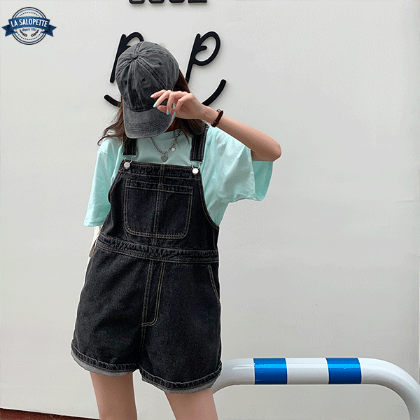 Short Dungarees Black Lara