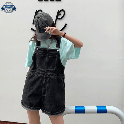 Short Dungarees Black Lara
