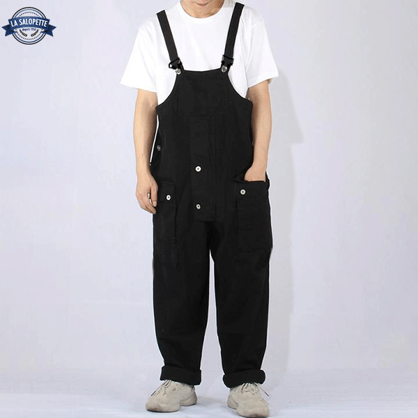 Work Dungarees Black Men Trousers