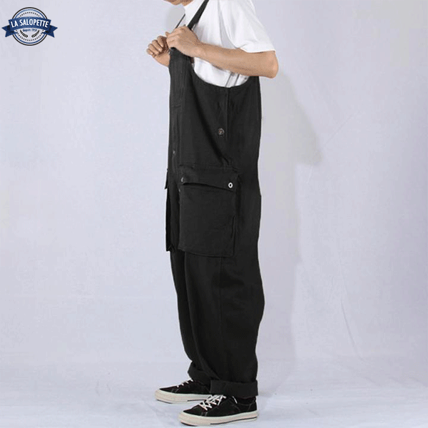 Work Dungarees Black Men Trousers