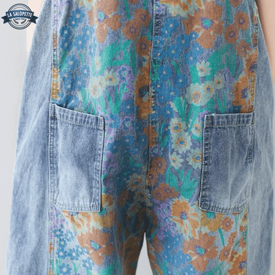 Salopette en Jean Boho à Fleurs