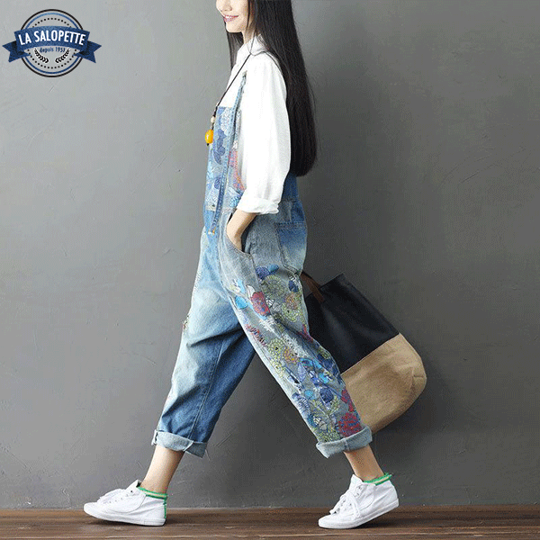 Denim Dungarees Blooming Azalea