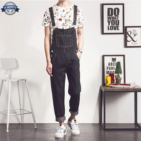 Mens black denim 2024 overalls