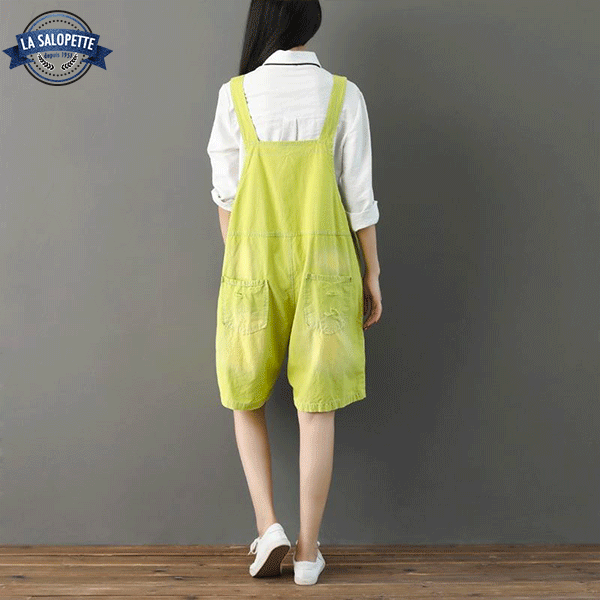 Short Dungarees Biru Yellow