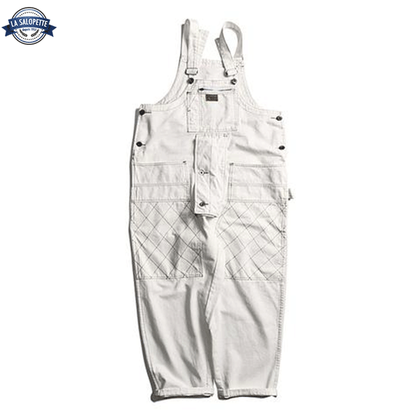 Men's Denim Dungarees White Snow