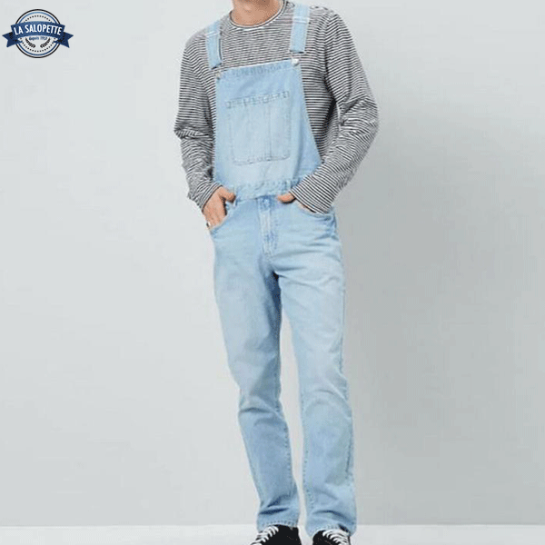 Denim Dungarees Light Blue Ripped Raw