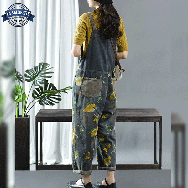 Denim Dungarees Long Patterned