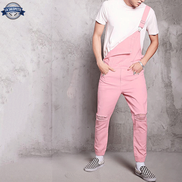 Salopette rose outlet homme