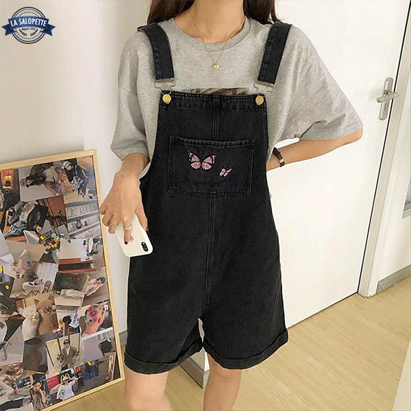 Short Dungarees Cute Black Drawing