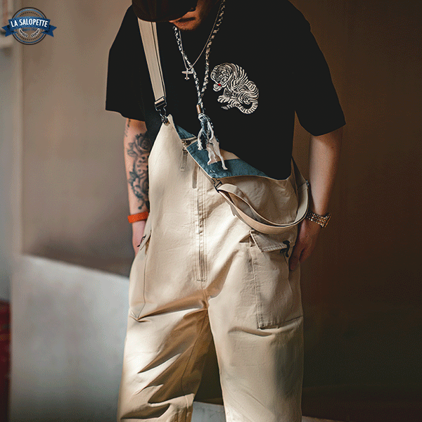 Work Dungarees Oversized Beige