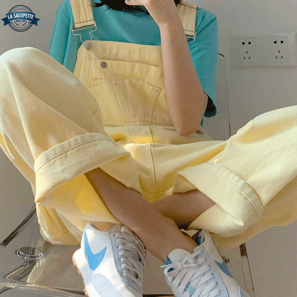 Denim Dungarees Pastel Yellow
