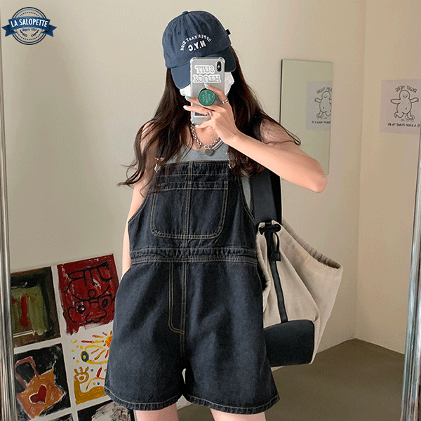 Short Dungarees Black Lara