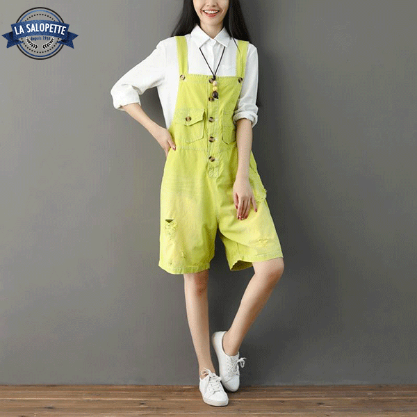 Short Dungarees Biru Yellow