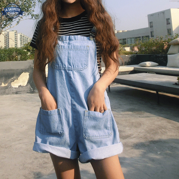 short dungarees Kawaii Blue