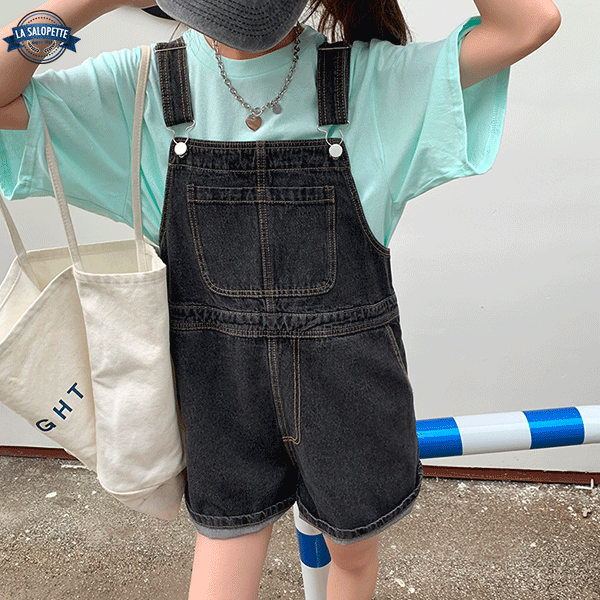 short dungarees Black Lara